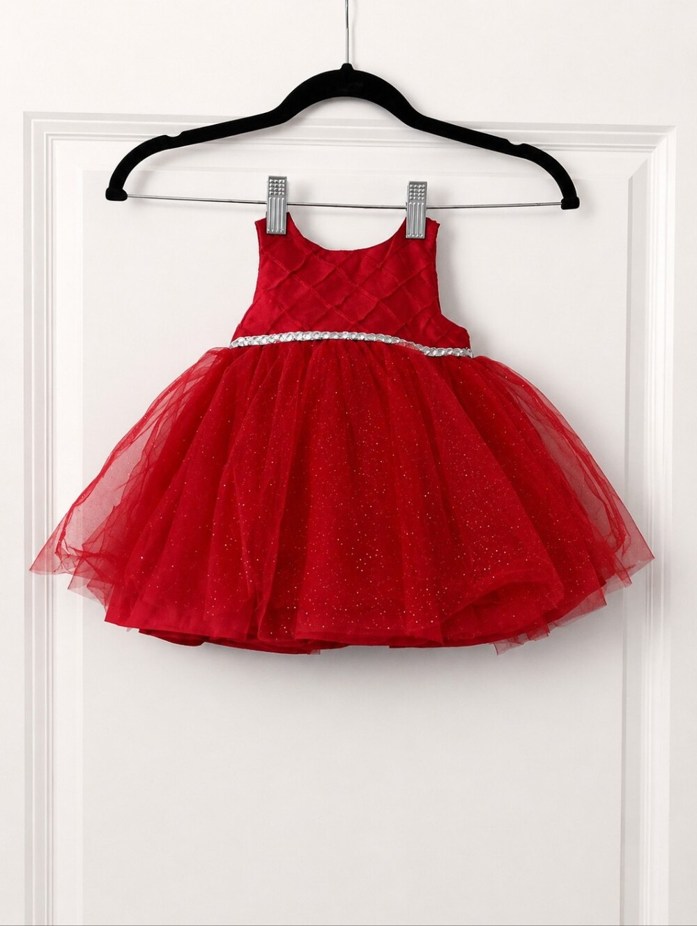 Red Sparkle Tulle Formal Dress For Baby Girls Size 0-3 Months